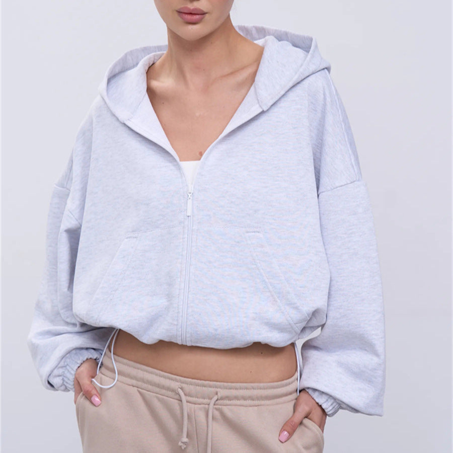 Damen Kapuzenpullover Cropped Voluminöse Ärmel Eveloria