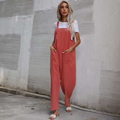 Damen Latzhose Bequem Baumwolle Praktische Taschen Eveloria