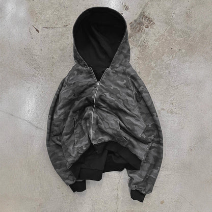 Damen Kapuzenpullover Camouflage Muster Breite Bündchen Eveloria
