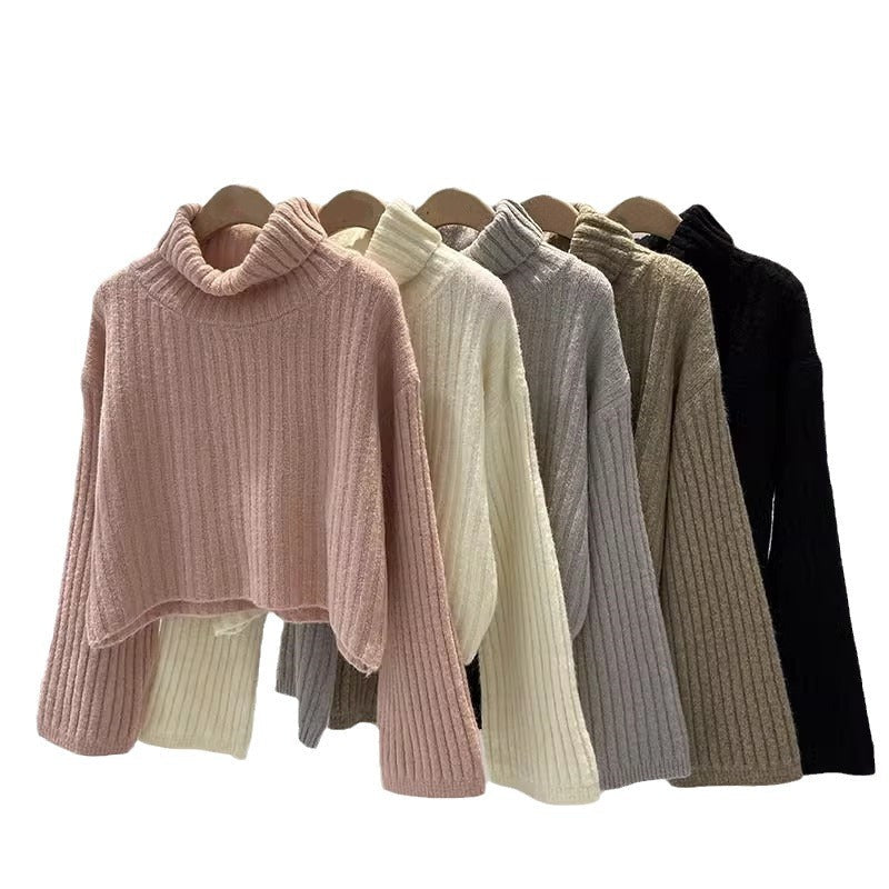 Damen Rollkragenpullover Rippstruktur Weitschnitt Eveloria