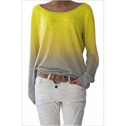 Damen Oversized Pullover Ombre-Design Weiter Rundhalsausschnitt