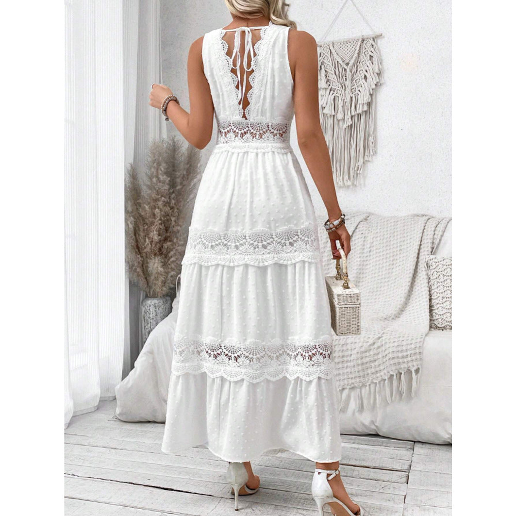 Eveloria Damen Spitzenkleid V-Ausschnitt - Eveloria
