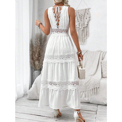 Eveloria Damen Spitzenkleid V-Ausschnitt - Eveloria