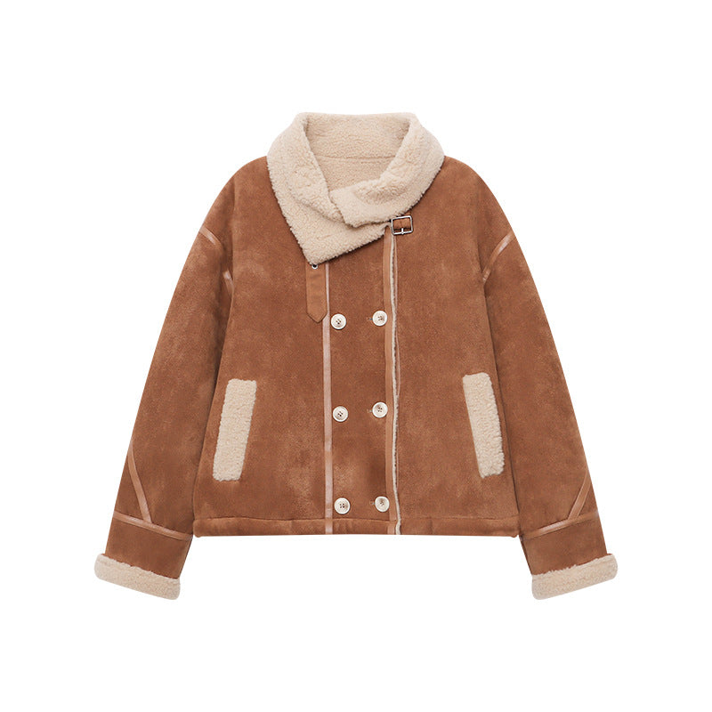 Damen Fleecejacke Lässig Umschlagbarer Kragen Eveloria