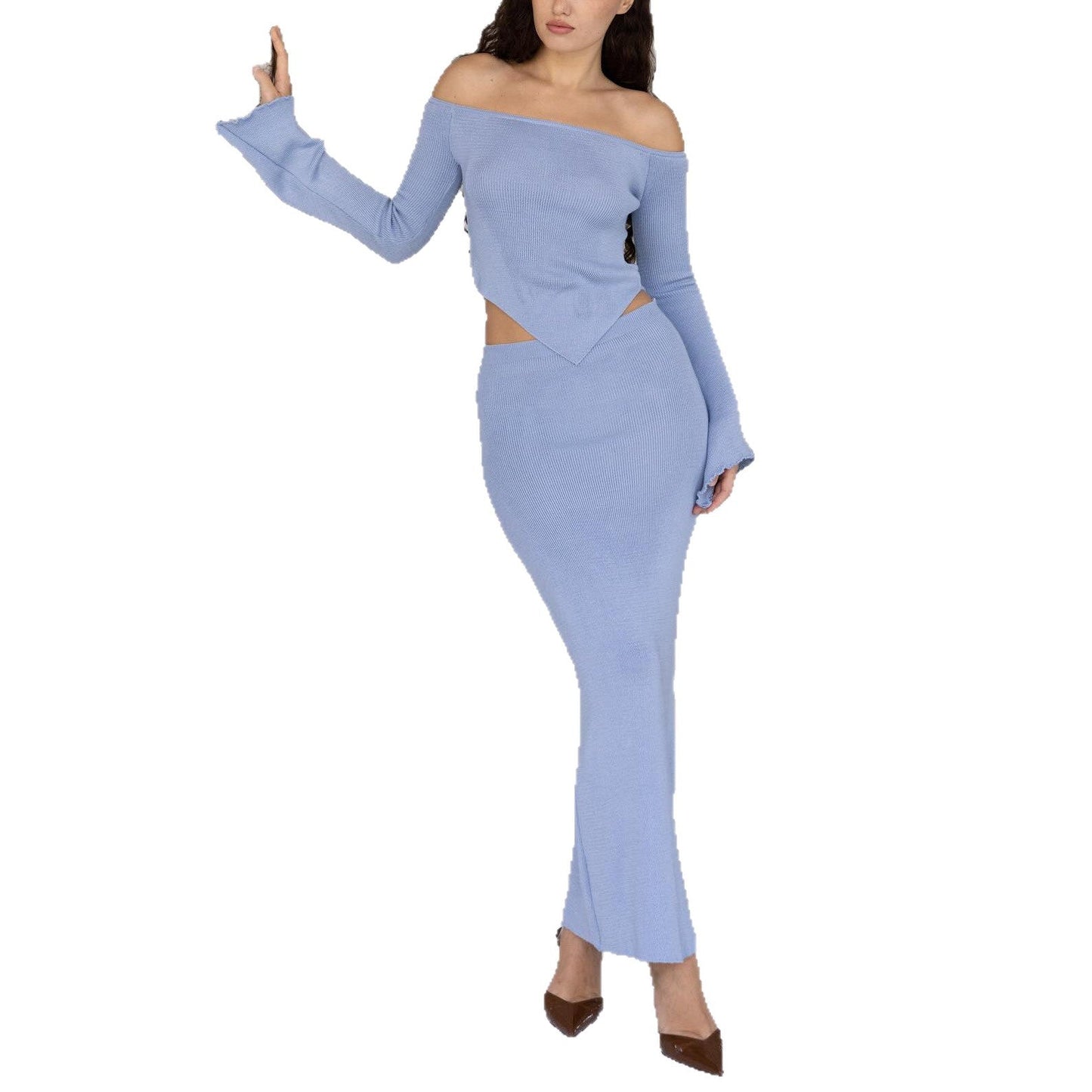 Damen Two-Piece Set Schulterfreies Oberteil Eveloria
