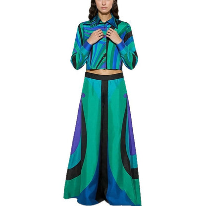 Damen Zweiteiliges Set Crop- und Maxirock Eveloria