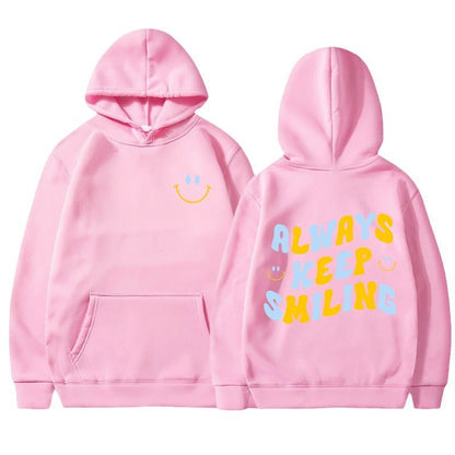 Damen Pullover Kapuze mit Kängurutaschen und Schriftzug