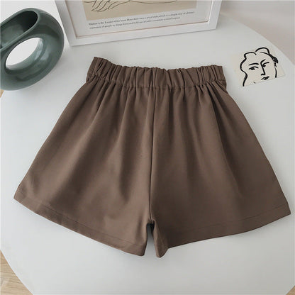 Damen Shorts Faltenwurf Knopf Detail