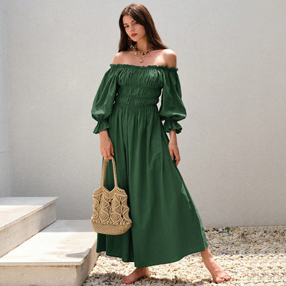 Damen Off-Shoulder-Kleid Maxi-Größe mit Puffärmeln - Eveloria