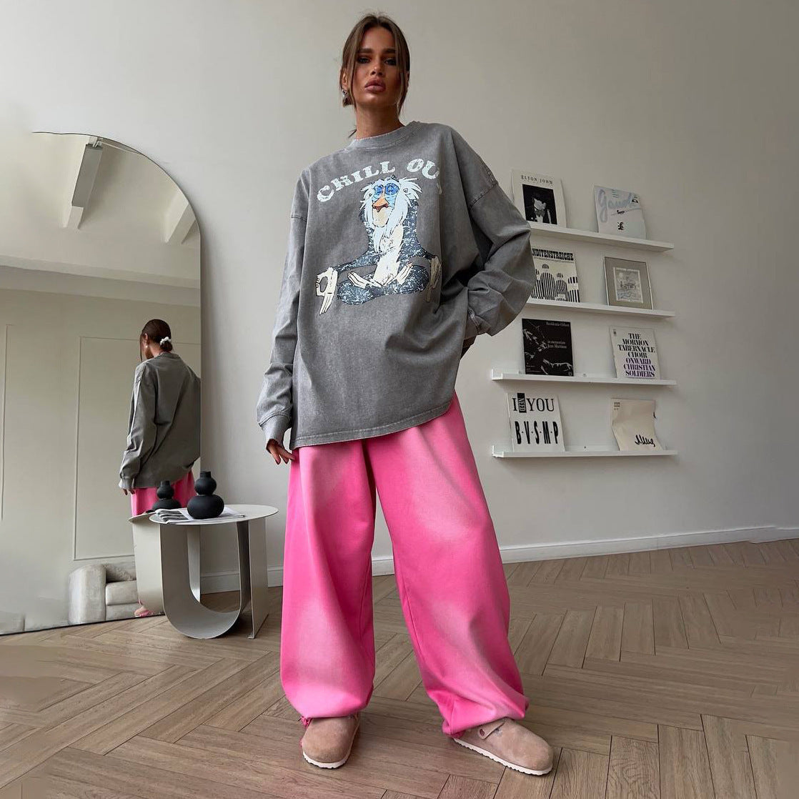 Damen Sweatshirt Grafikdruck Relaxed Fit Eveloria