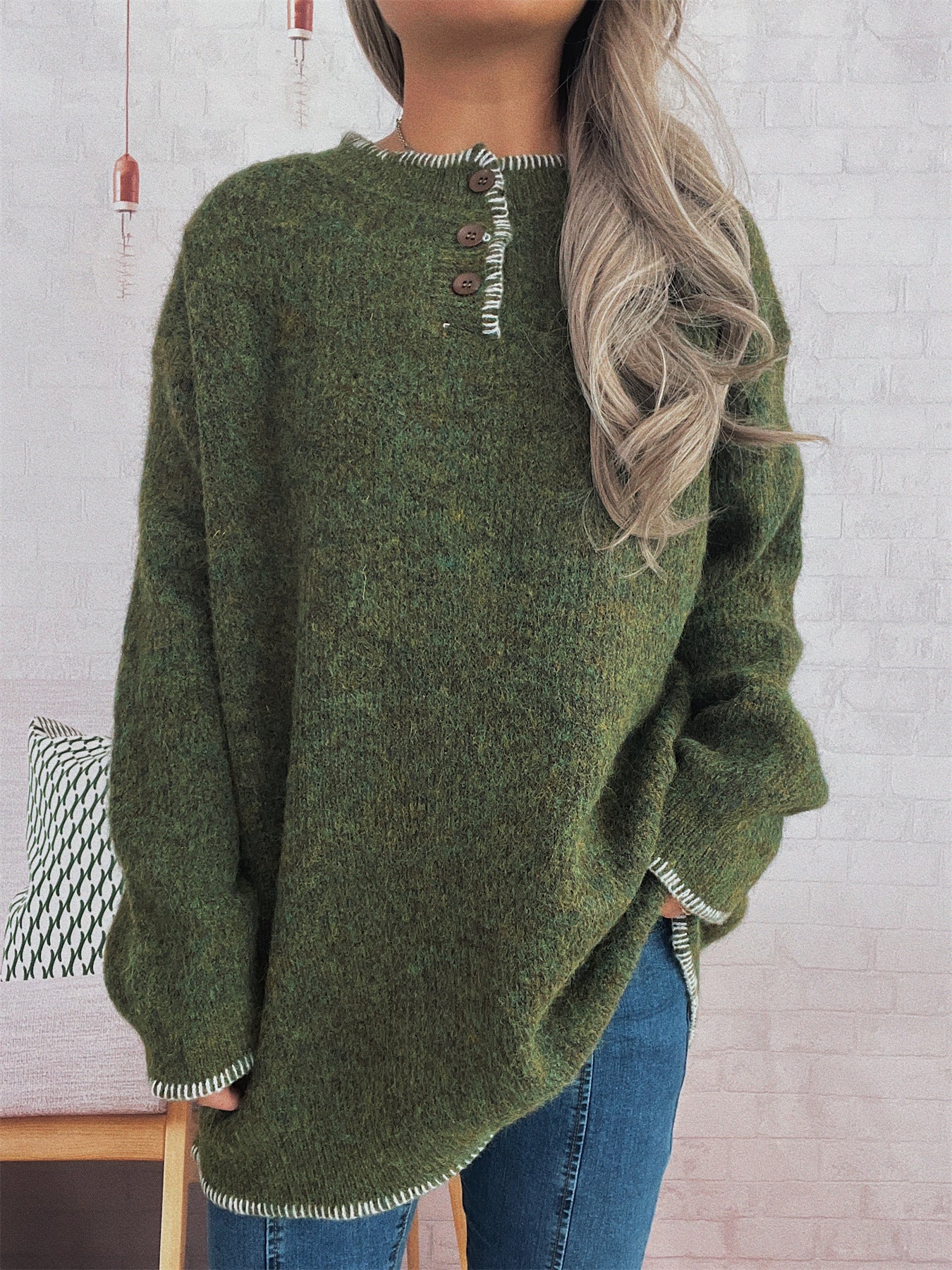 Damen Strickpullover Lässig Klassisch Übergroß Eveloria