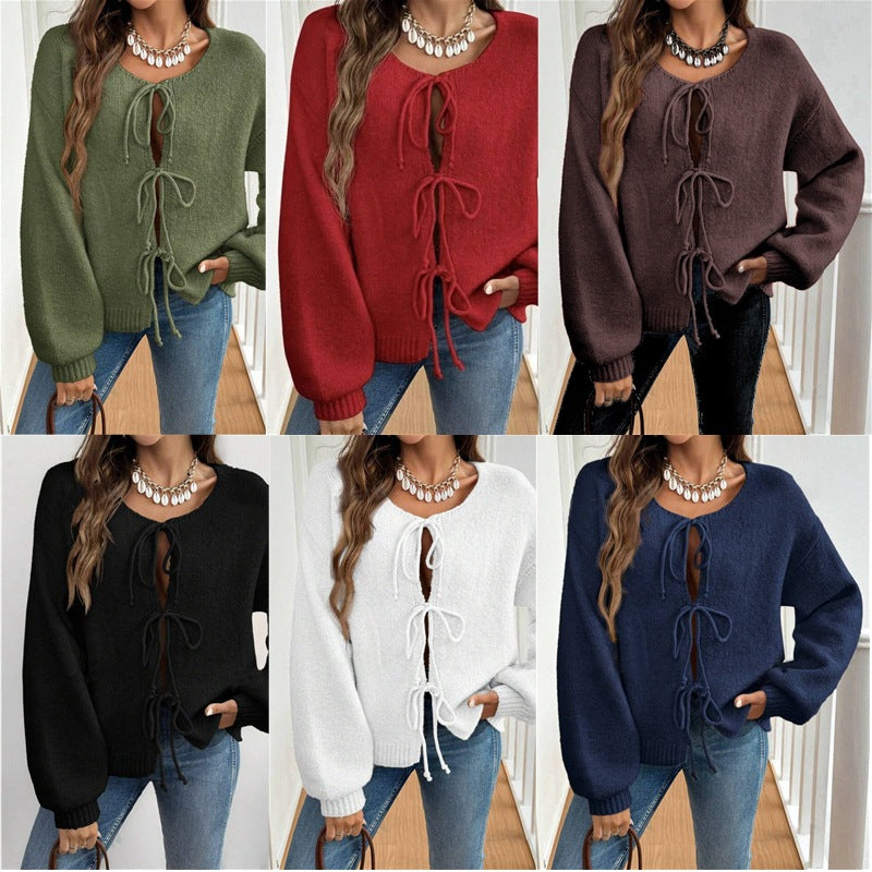 Damen Strickpullover mit Knotendetails - Eveloria