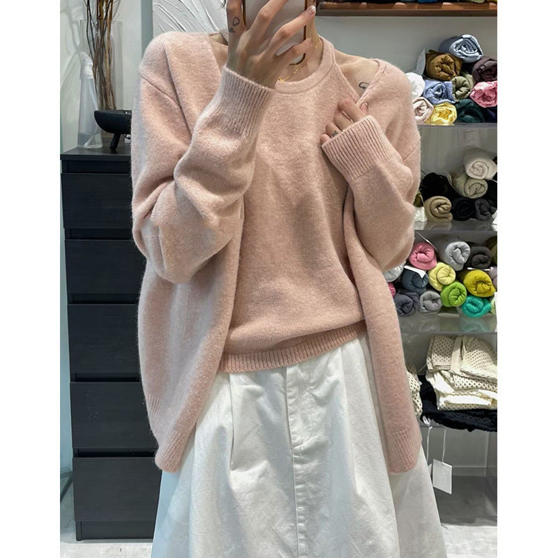 Damen Strickpullover Flauschig Lässiger Schnitt Offene Ärmel - Eveloria