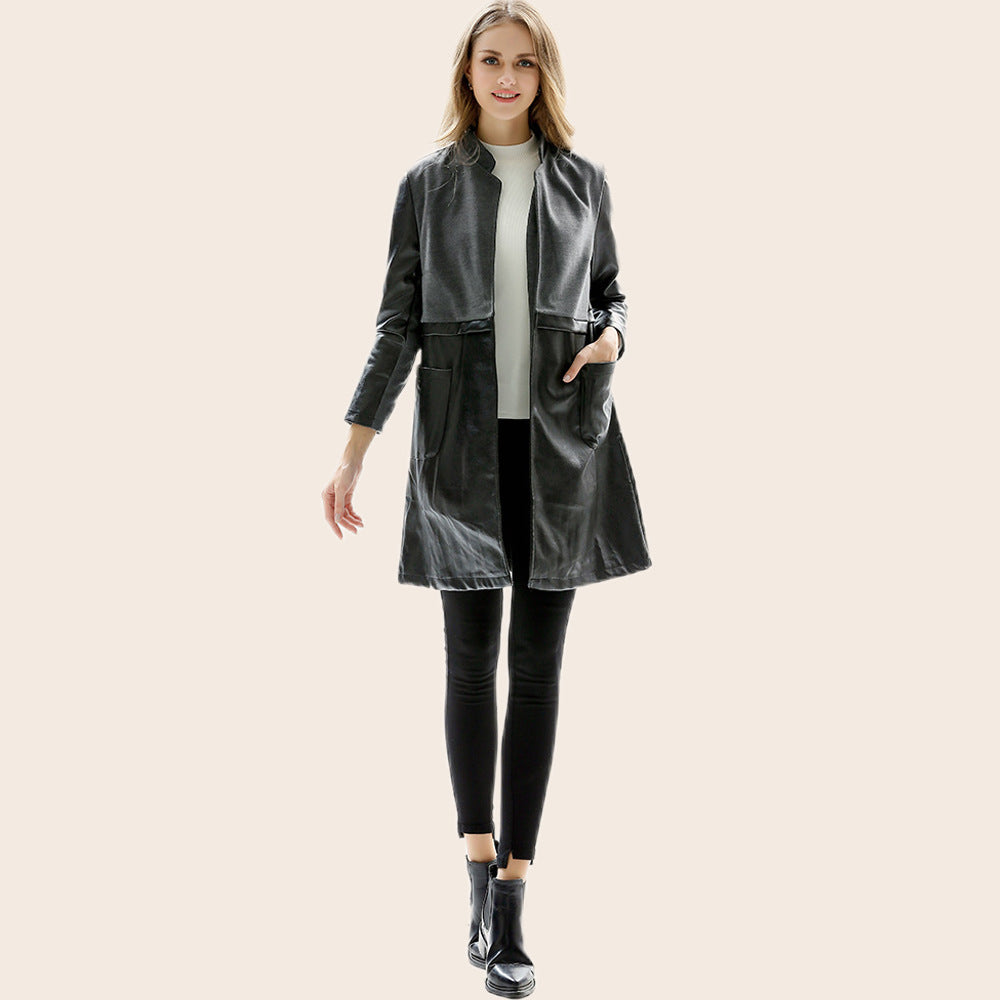 Damen Kunstlederjacke Leicht Tailliert Eveloria