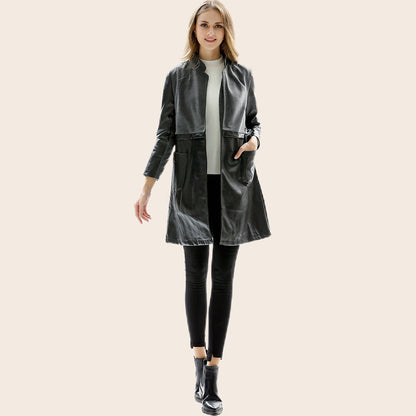 Damen Kunstlederjacke Leicht Tailliert Eveloria
