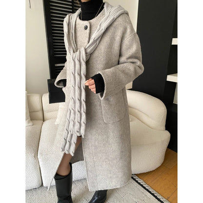 Damen Wollmantel Asymmetrischer Kragen Praktische Taschen