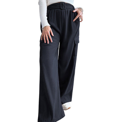 Damen Cargo-Hose Elastischer Bund Praktische Taschen Beige