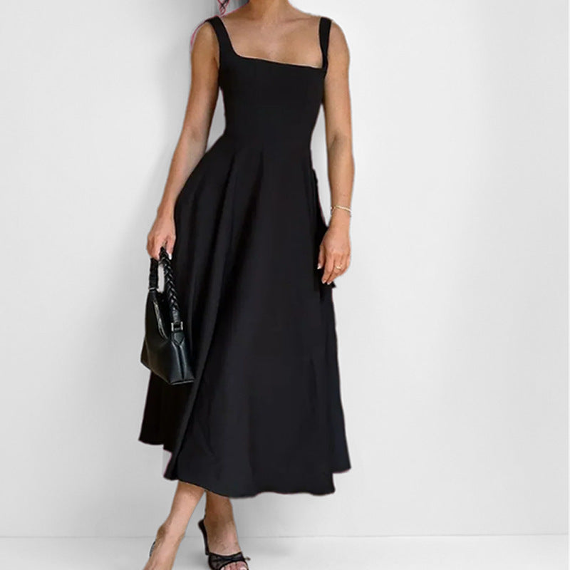 Damen Maxikleid Quadratischer Ausschnitt Schwingender Rock Eveloria - Eveloria