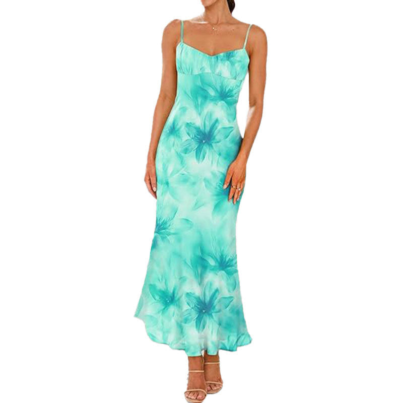 Damen Maxikleid mit Trägern Farbverlauf