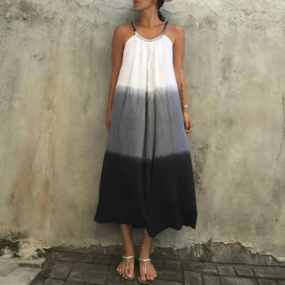 Damen Maxikleid Plissiertes Oberteil Verzierter Träger