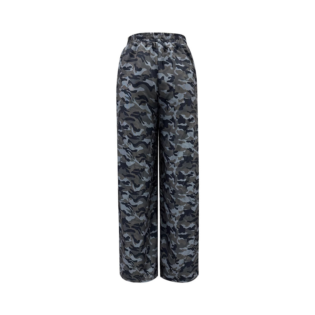 Damen Cargo-Hose Camouflage-Print Weite Bein Eveloria