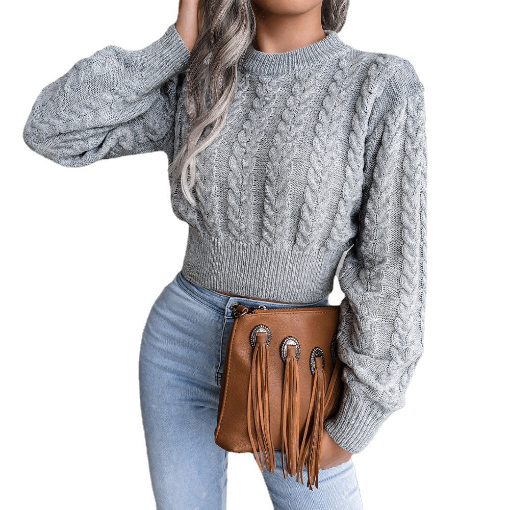 Damen Grobstrickpullover Tailliert Zopfmuster Eveloria