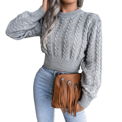 Damen Grobstrickpullover Zopfdesign Lässiger Schnitt Eveloria