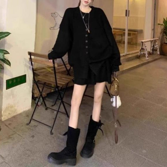 Damen Oversized Strickjacke Kuschelig Grau Eveloria