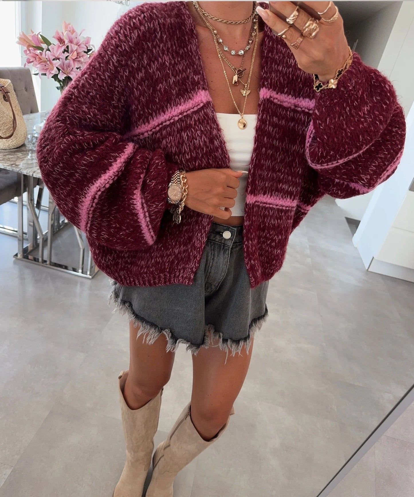 Damen Strickjacke Oversized Schnitt Modern Eveloria