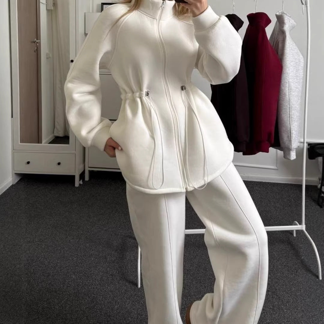 Damen Fleece-Sportanzug Hochkragen Tunnelzug
