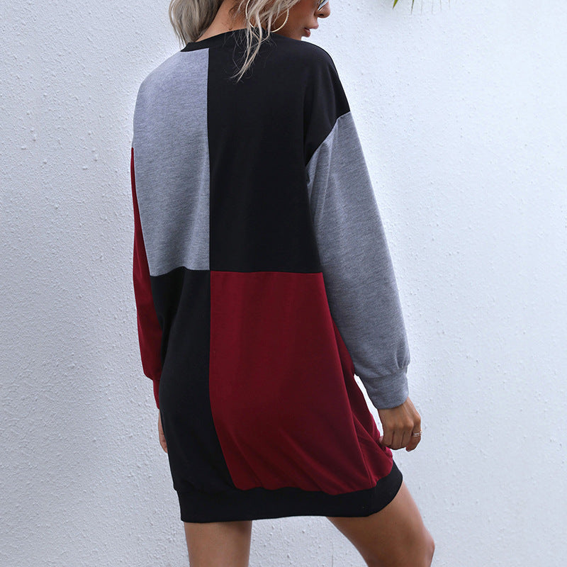 Damen Oversized Kleid Farbblockdesign Eveloria