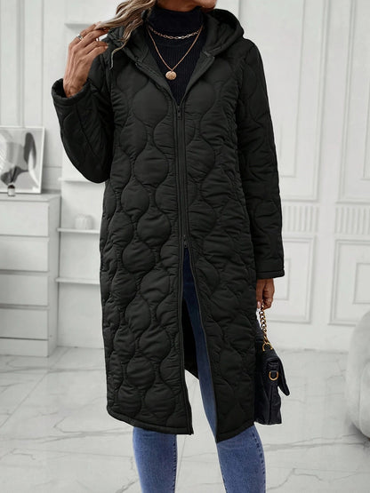 Damen Kapuzenjacke Langer Ärmel Elegante Steppung Eveloria