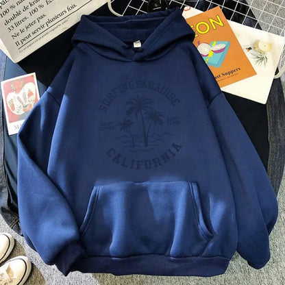 Damen Kapuzenpullover Baumwollmischung Surf-Motiv