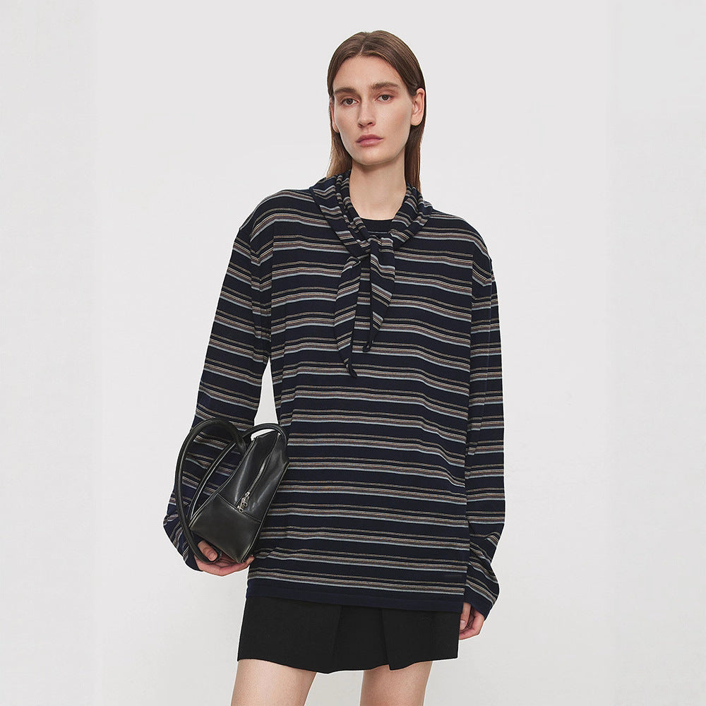 Damen Langarmshirt mit Bindegürtel Eveloria - Eveloria