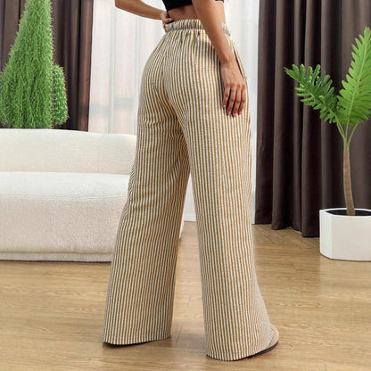 Damen Hohe Bundhose Streifen Design Eveloria