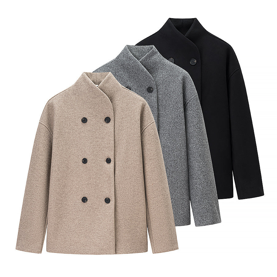Damen Wolljacke Doppelt Geknöpft Eveloria - Eveloria