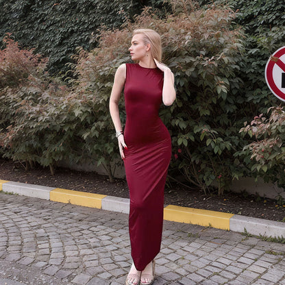 Damen Maxikleid Figurbetonter Schnitt Hochschlitz