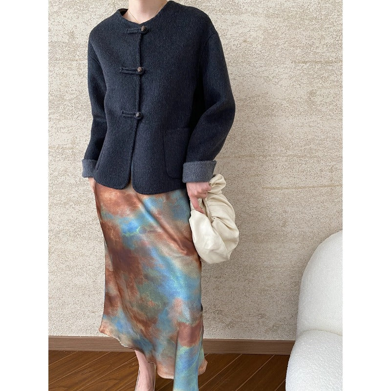 Eveloria Damen Wolljacke Knopfverschluss Zeitloses Design