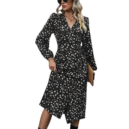 Damen Wickelkleid Floralmuster A-Linie Elegantes Design Eveloria
