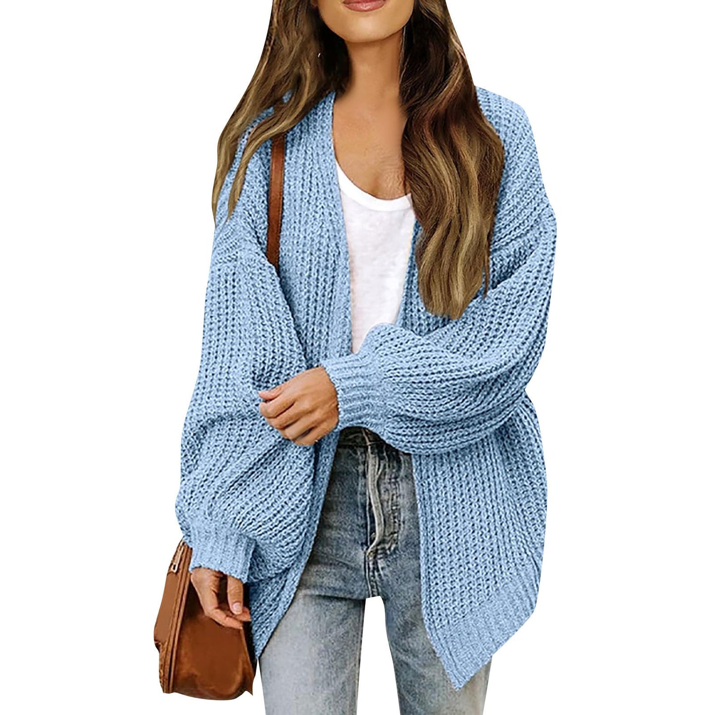 Damen Grobstrickjacke Lässiger Schnitt Überschnittene Schultern
