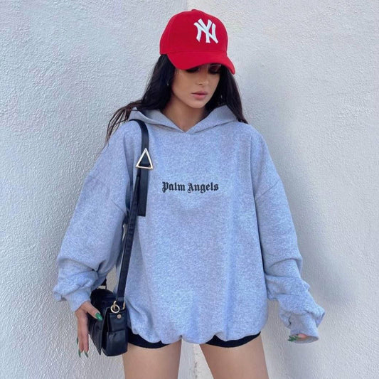 Damen Oversized Hoodie Kängurutasche Grau Eveloria - Eveloria