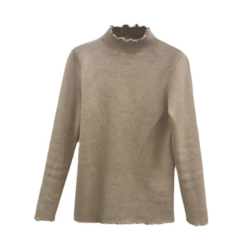 Damen Kurzer Rollkragenpullover Materialmix Eveloria