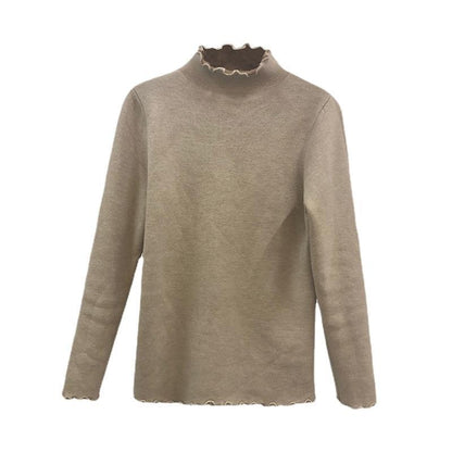 Damen Kurzer Rollkragenpullover Materialmix Eveloria