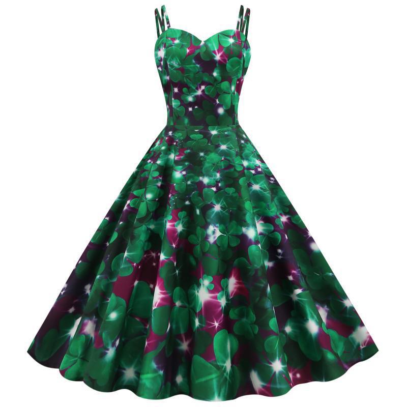 Damen A-Linien Kleid Floral-Muster Eveloria
