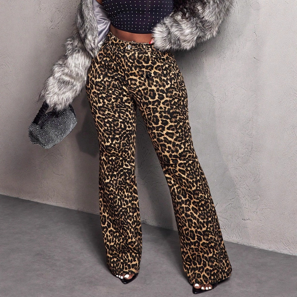 Damen Schlaghose Animal-Print Eveloria