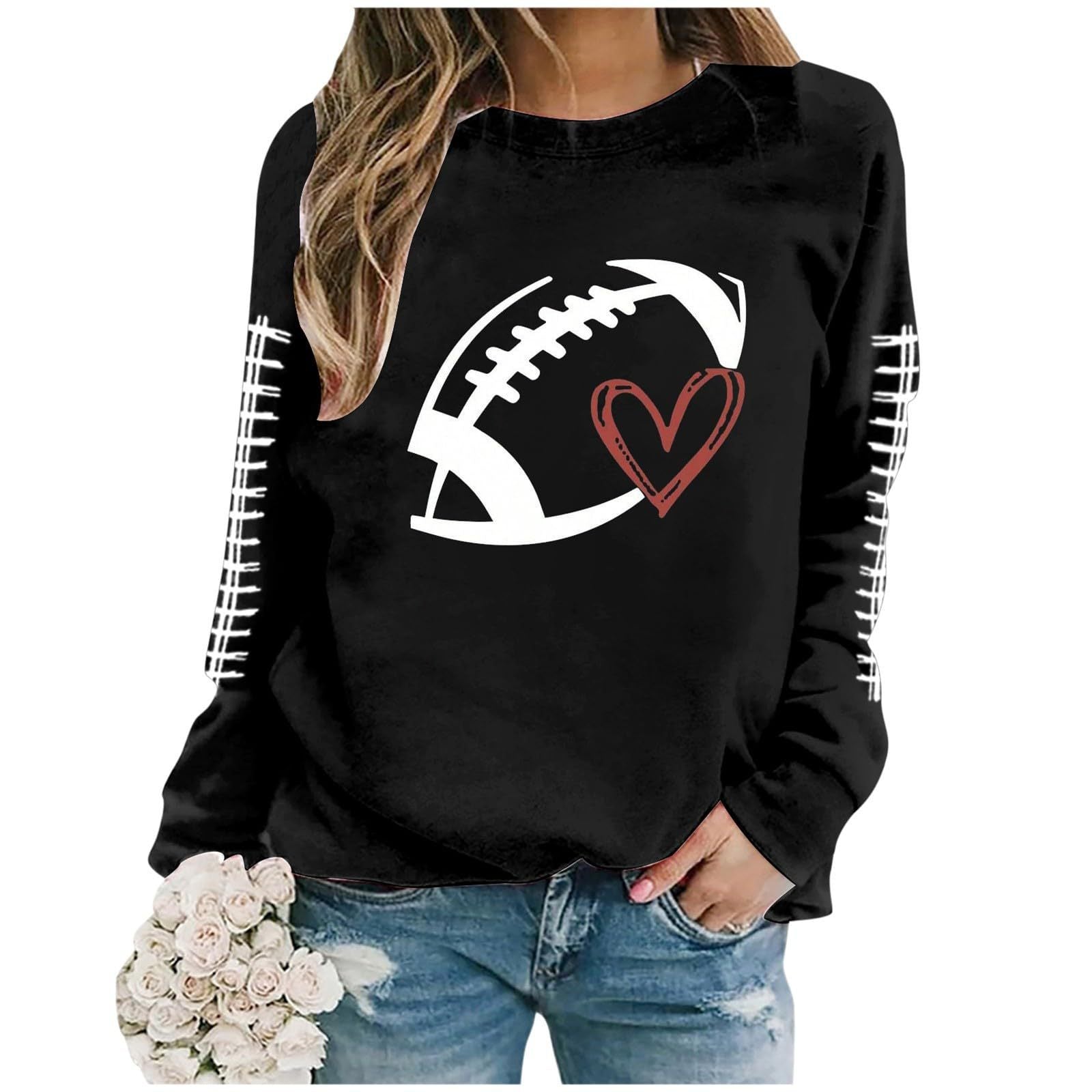 Damen Sweatshirt Fußball-Motiv Lässiger Schnitt Grau Eveloria - Eveloria