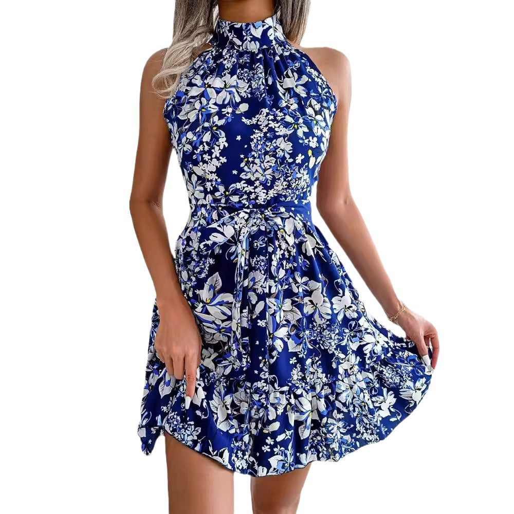 Damen Halterkleid Blumendesign Verspielter Rock Eveloria
