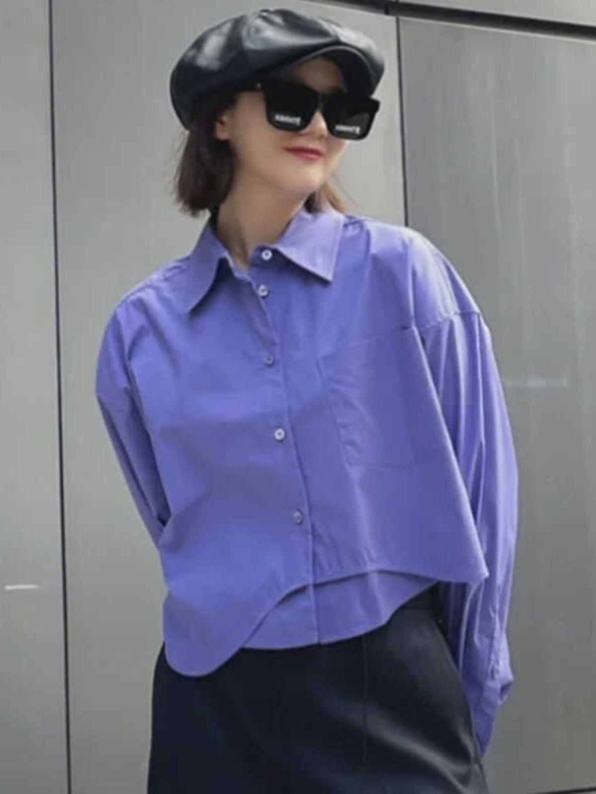 Damen Bluse Oversized Cropped Schnitt Eveloria