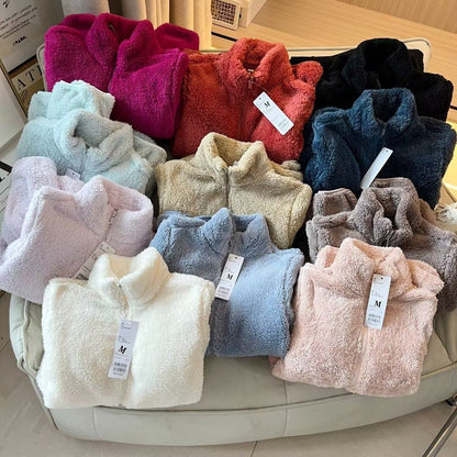 Damen Fleecejacke Weiches Innenfutter Hochkragen Eveloria