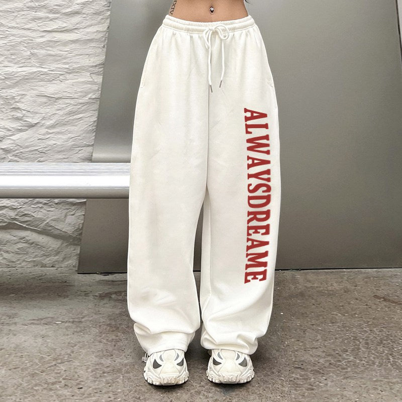 Damen Sweatpants Elastischer Bund Motivierender Schriftzug